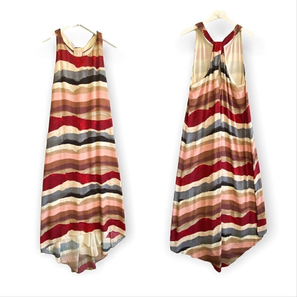 Alice + Olivia Striped Sleeveless High Low Midi Dress, Size L